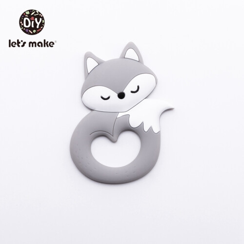 (Γκρι) Baby Teether Food Grade Silicone Teethers Animals Duck DIY Nursing Teething Pacifier Clip