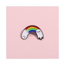 Broche fantôme charmante arc-en-ciel blanc, Badge de dessin animé en alliage coloré pour la mode individuelle