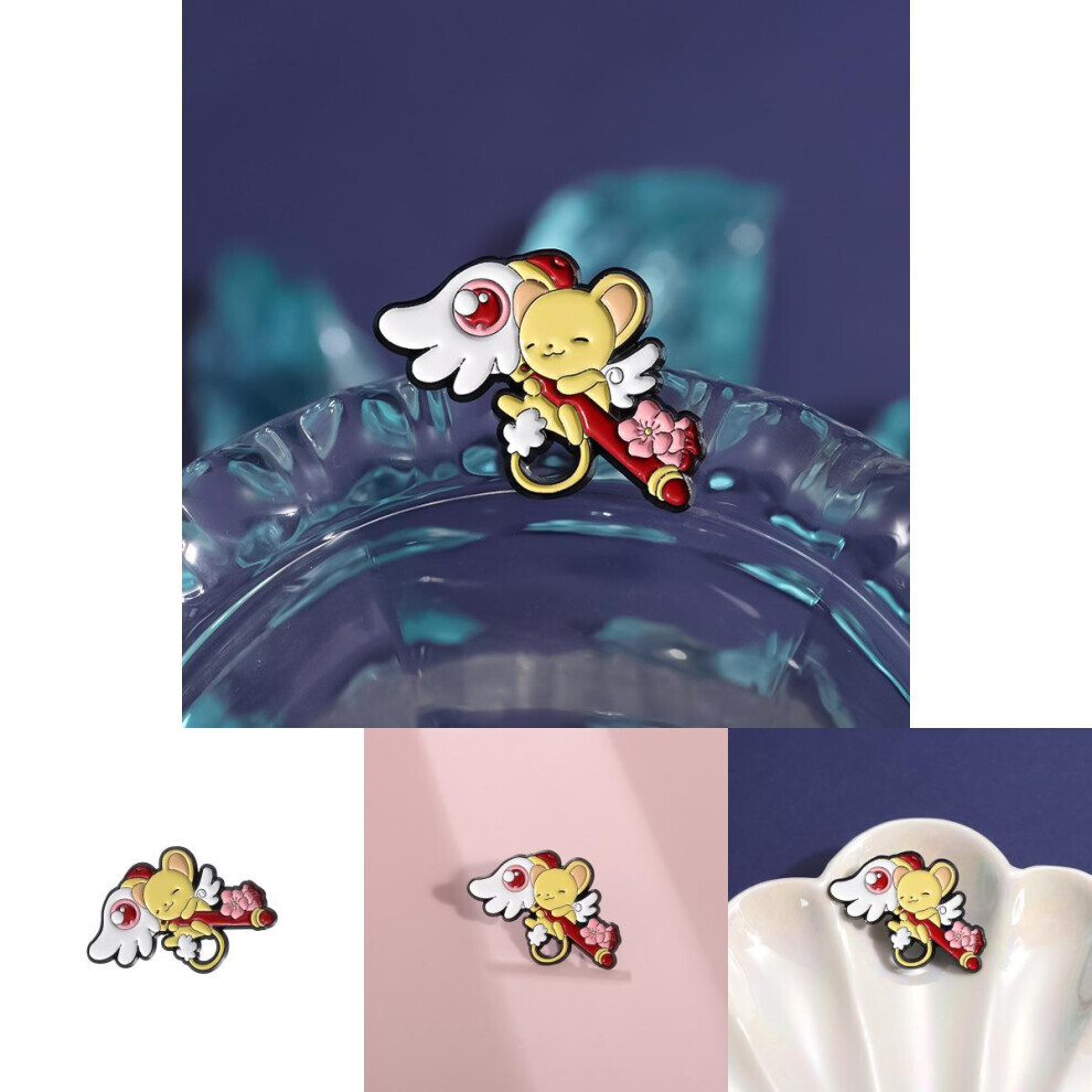 Broche de souris amusante à ailes jaunes, charmant Badge de personnage d'anime, broche élégante pour