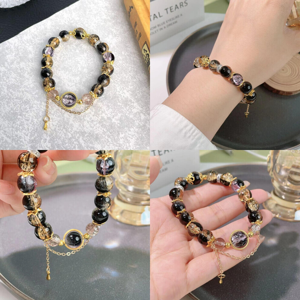Bracelet pour femmes plaqué en alliage élégant avec perles violettes et glands rétro