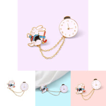 Lapin charmant horloge en forme d'insigne Unique Style de bande dessinée mignon lapin broche