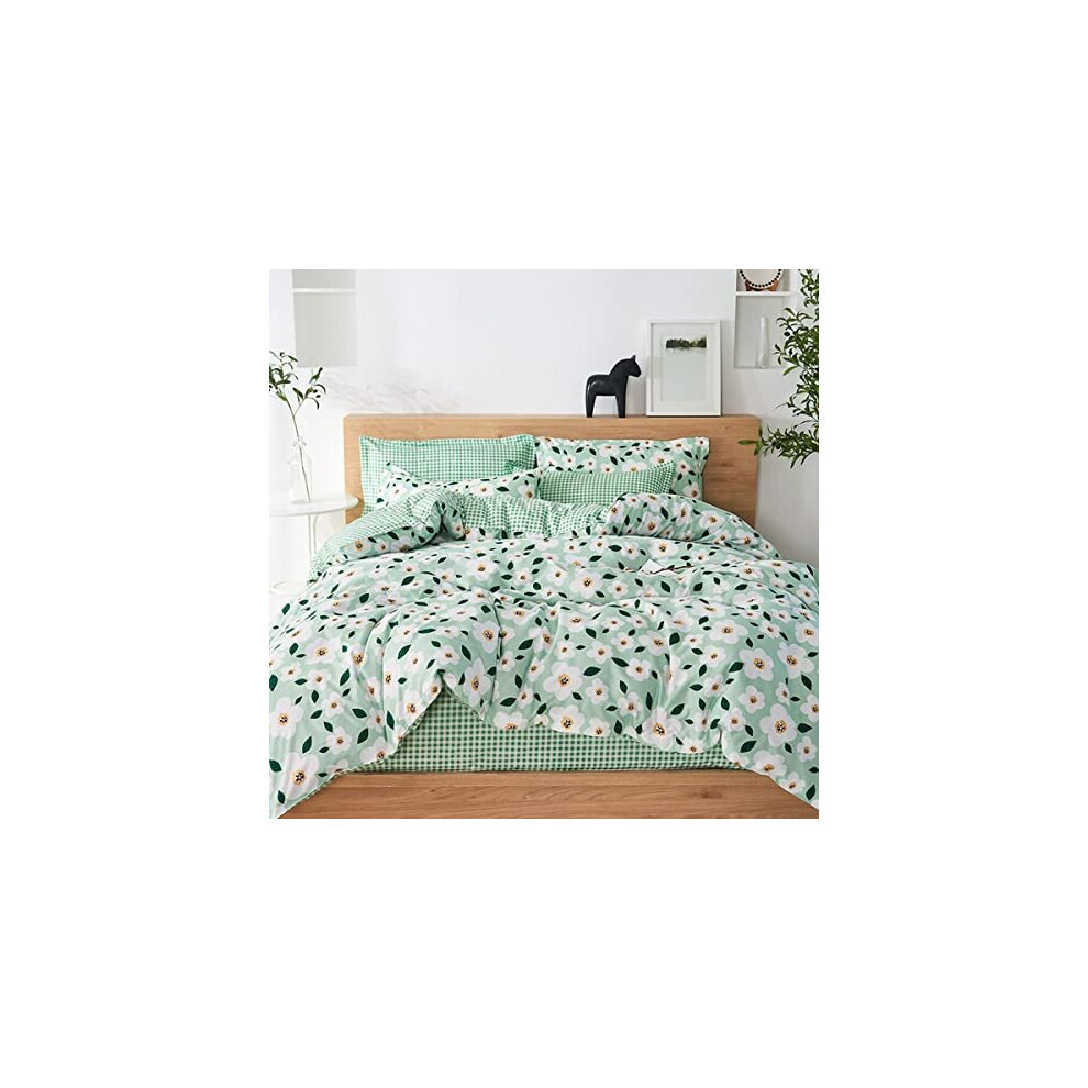 NORCH – parure de lit simple à fleurs vertes, ensemble de housse de couette esthétique, housse de couette