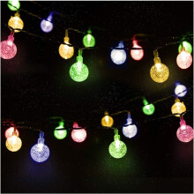 Guirlande solaire extérieure, guirlande lumineuse à fleurs de 6,5 m à 50 LED avec 2 modes d'éclairage