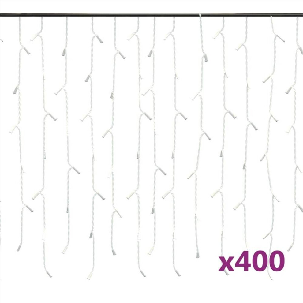 Rideau LED Guirlande Lumineuse 10m 400 LED Blanc Chaud 8 Fonctions