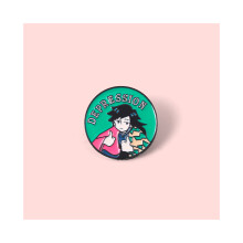 Broche de tueur de démons en alliage durable avec un design de personnage Tanjiro et Giyu vibrant
