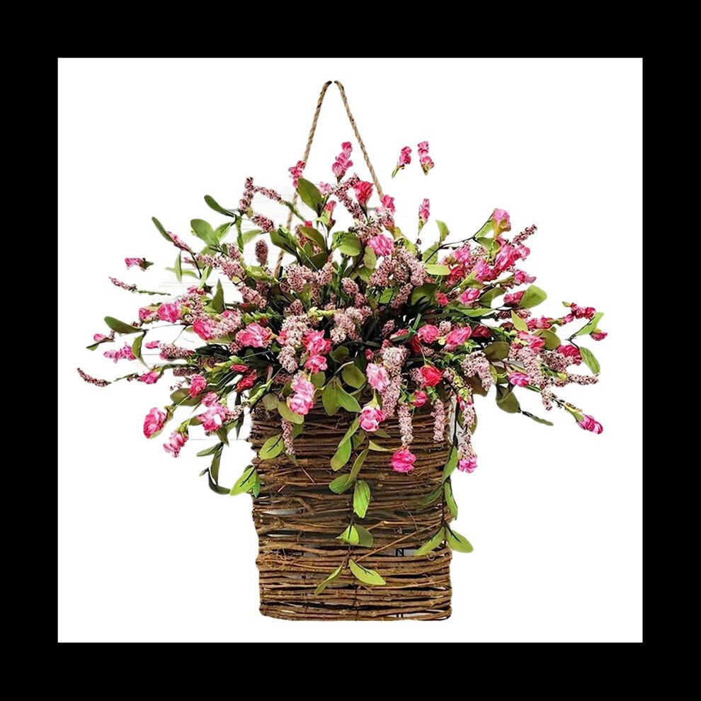Couronne de panier suspendue à la porte, signe de bienvenue, décoration de porte d'entrée, couronne