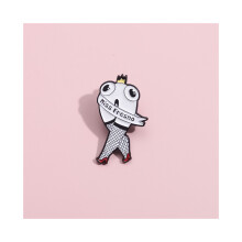 Broche couronnée avec grand œil fantaisiste, longue jambe, Adorable personnage de dessin animé, broche