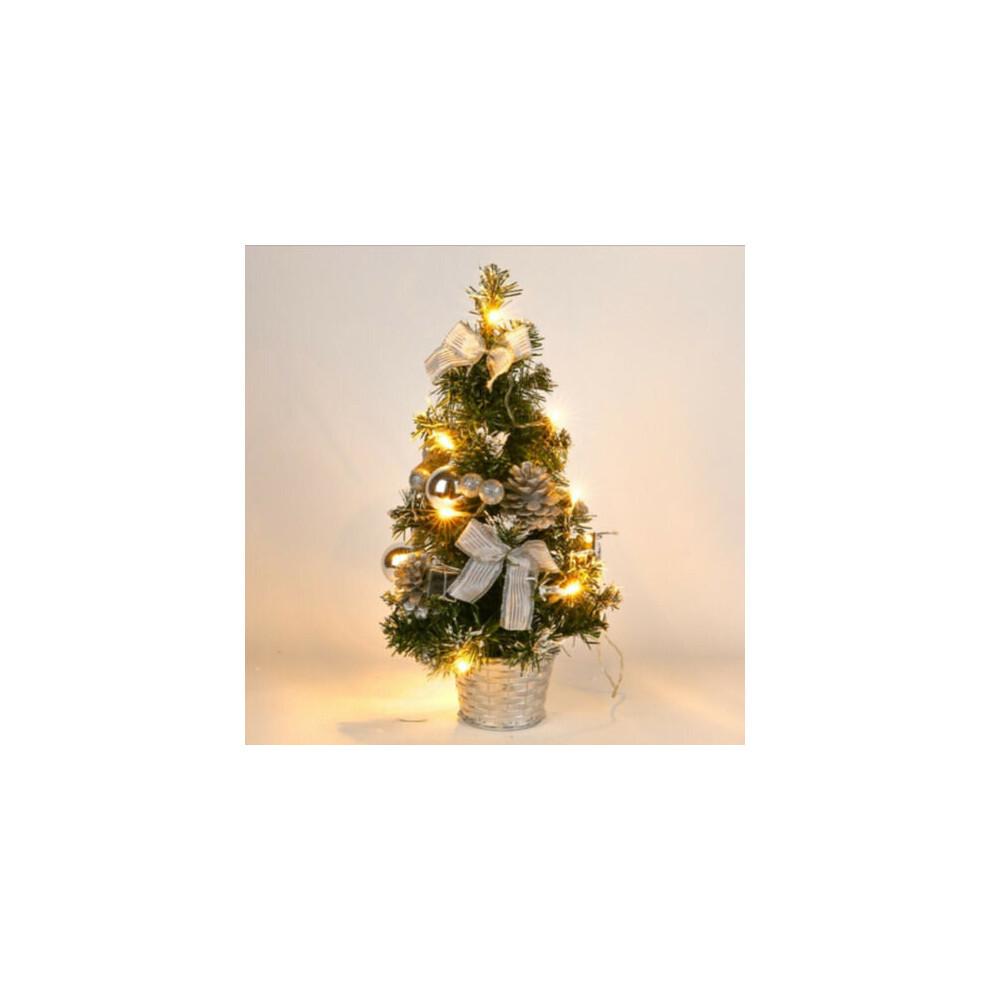 Arbre de Noël artificiel de table éclairé par Led de 40CM avec pot argenté