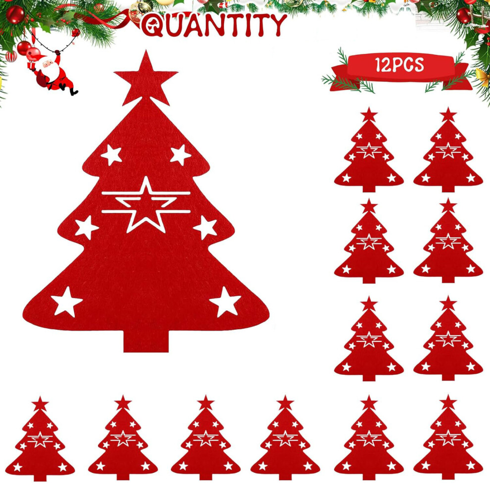 Couverts d'arbre de noël, sac à couteaux, porte-fourchette de noël, décoration de noël 12X