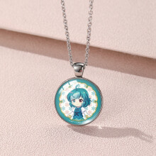 (YXL3411) Collier pendentif inspiré à la mode de l'anime avec des détails élégants en verre organique