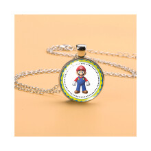 (YXL3) Collier Mario de dessin animé amusant et ludique avec charme princesse pêche accrocheur pour