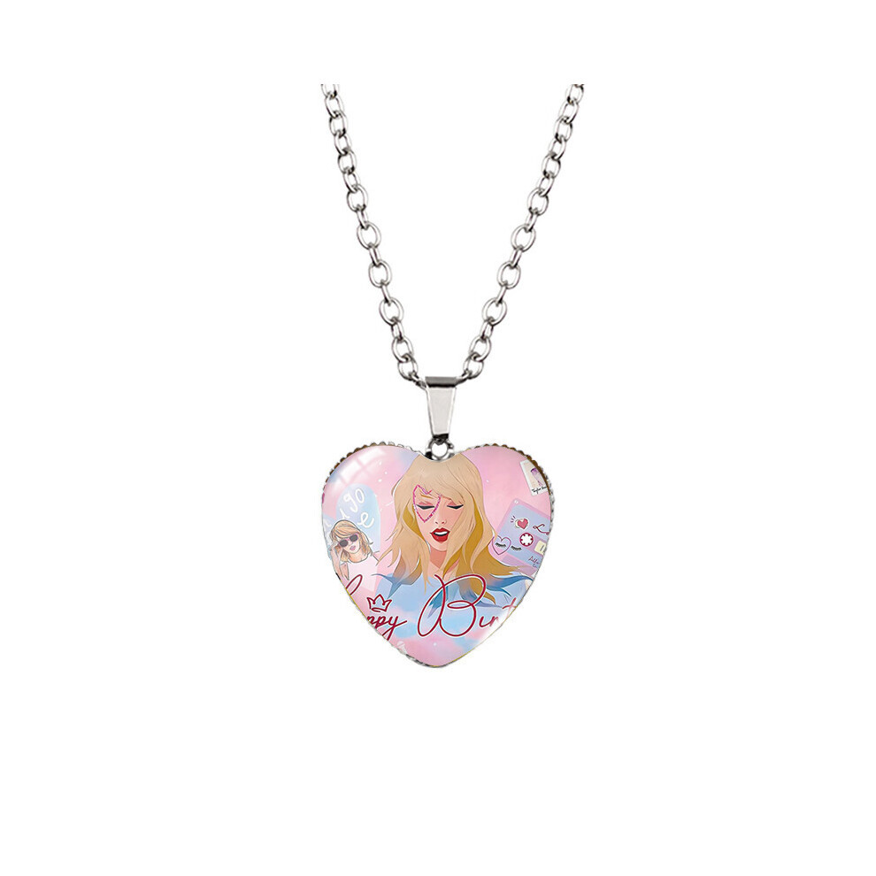 (XXXL6013, chaîne en acier inoxydable) Collier ludique en forme de cœur Taylor Swift pour enfants, breloque