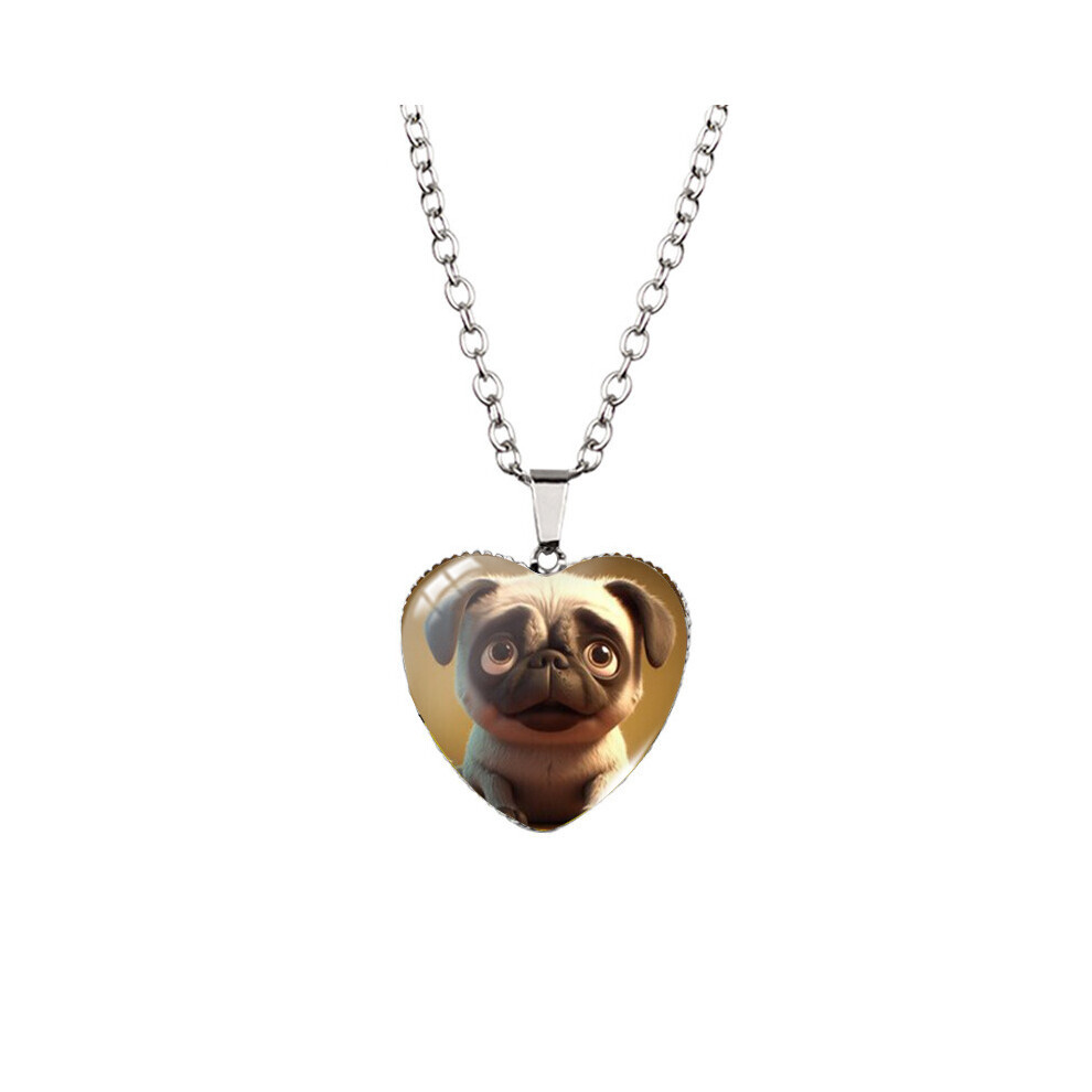(XXXL507) Collier pendentif unique en forme de cœur avec un design de chien éblouissant, parfait pour