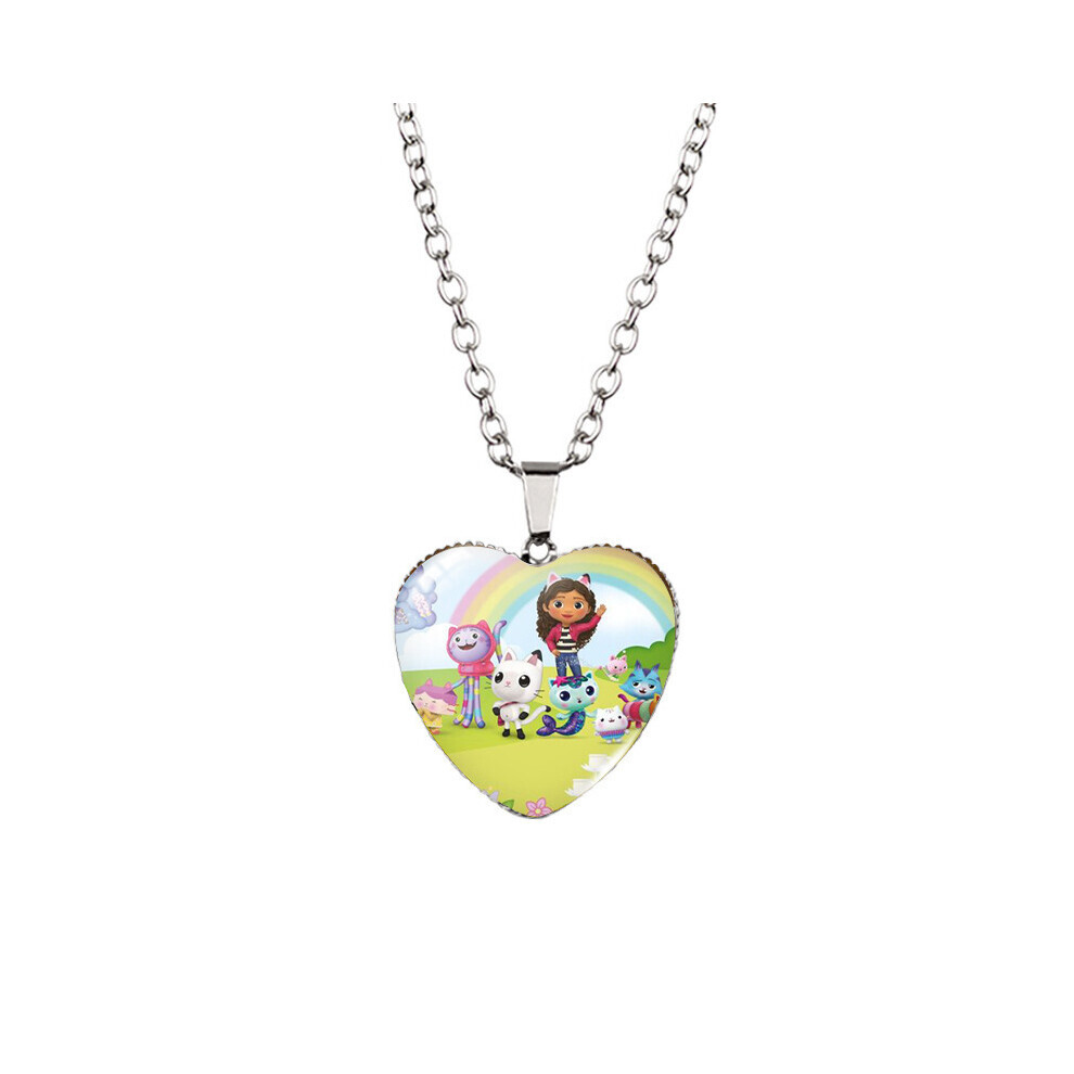 (XXXL511, chaîne en acier inoxydable) Gabbys Dollhouse Adorable collier pendentif coeur tendance en