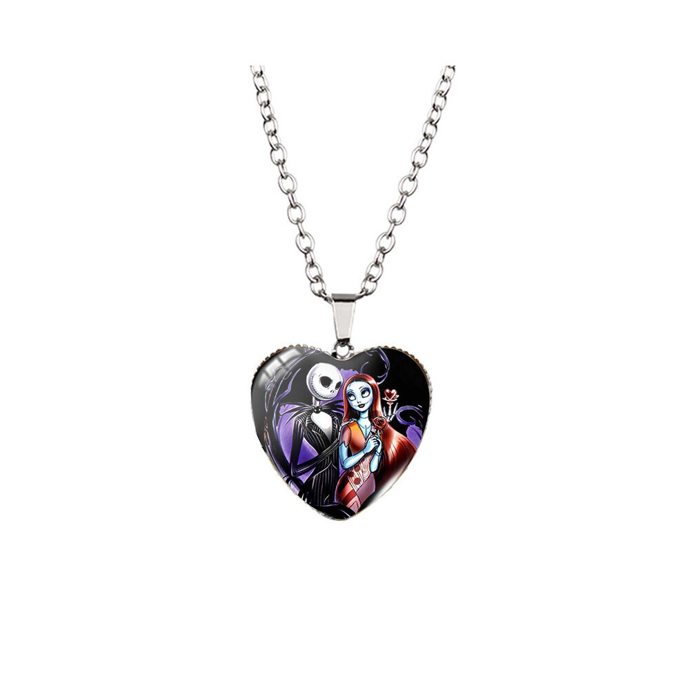 (XXXL361, chaîne en acier inoxydable) Collier en forme de cœur de cauchemar à collectionner avant Noël,
