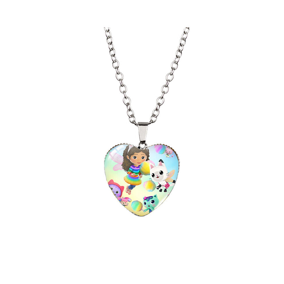 (XXXL518, chaîne en acier inoxydable) Gabbys Dollhouse Adorable collier pendentif coeur tendance en