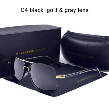 (black gold)High Quality Sunglasses Men Polarized UV400 Driving Sun Glasses Mens Vintage Anti-glare