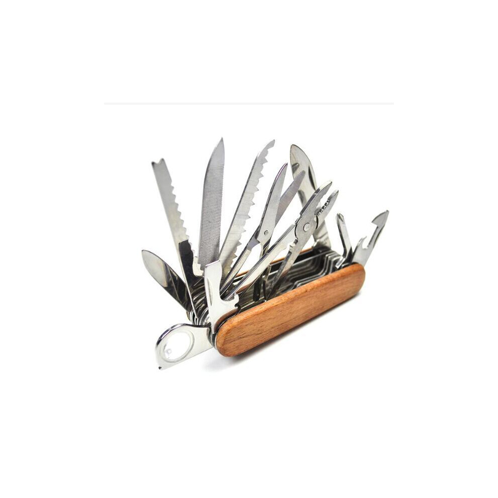 (Brown)17 in 1 Multi tool Pocket Knife Portable Folding knife Stainless Steel Pocket Camping Pliers Knife Multifunctional Folding