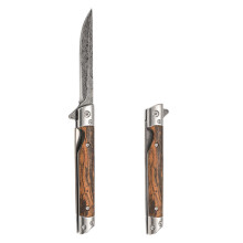 (Sharp 01)Folding Knife Multipurpose Camping Quick Opening Knife Stainless Steel Carry High Hardness Knif with Wood Handle Outdoor