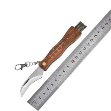 (Skärp kant) Mini svampkniv i rostfritt stål trähandtag Vass camping Jakt Överlevnad Multifunktionell