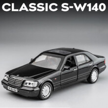 (musta)1/32 Mercedes-Benz W140 Klassinen leluautomalli Diecast Alloy Miniature Sound & Light Vedä takaisin