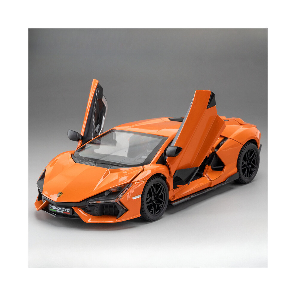 (Orange) 1:24 REVUELTO Alliage Modèle de Voiture Moulé Sous Pression Jouets Voitures de Sport 4 Portes