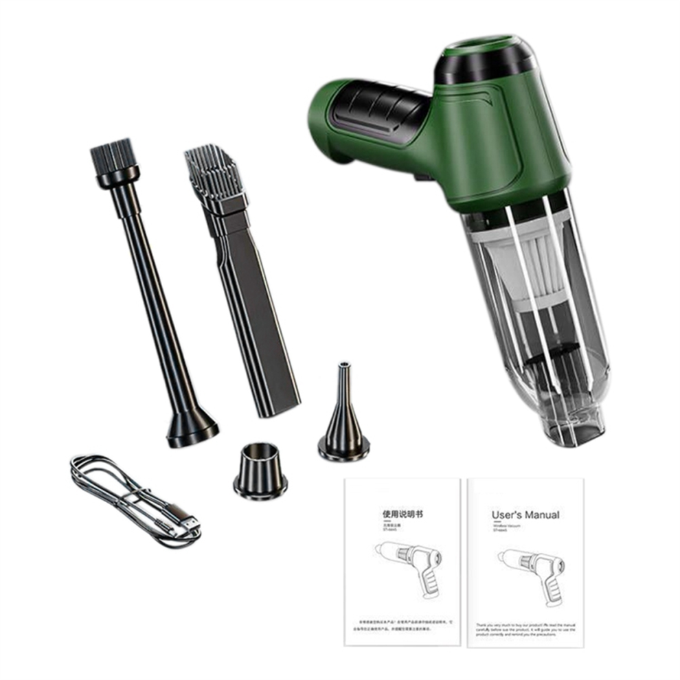Mini aspirateur à main sans fil pour voiture, rechargeable, haute puissance, pour la maison (vert)