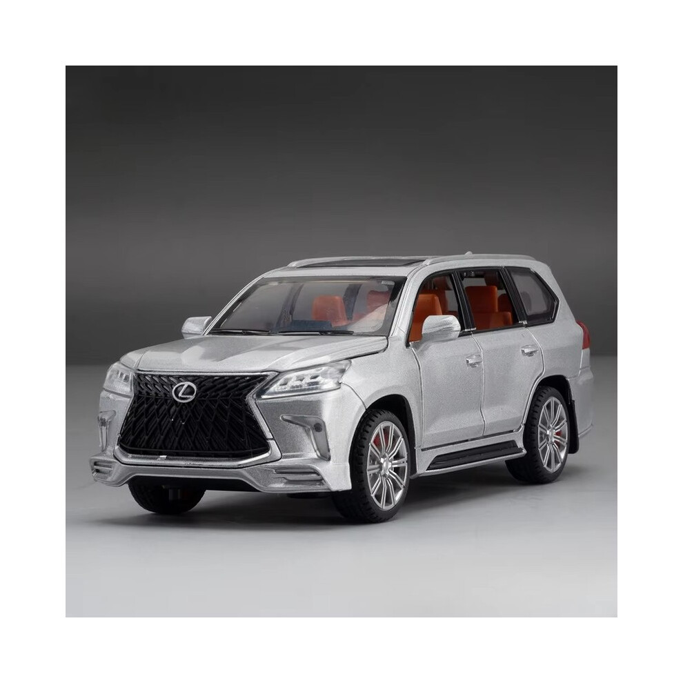(Argent) Échelle 1:32 LX570 Modèle de voiture Jouet Alliage Moulé Sous Pression Portes Ouvertes Son