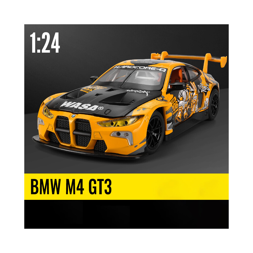 (M4 GT3 Orange) 1:24 BMW M4 GT3 Alliage Voiture de Sport Modèle Moulé Sous Pression Métal Jouet Voiture