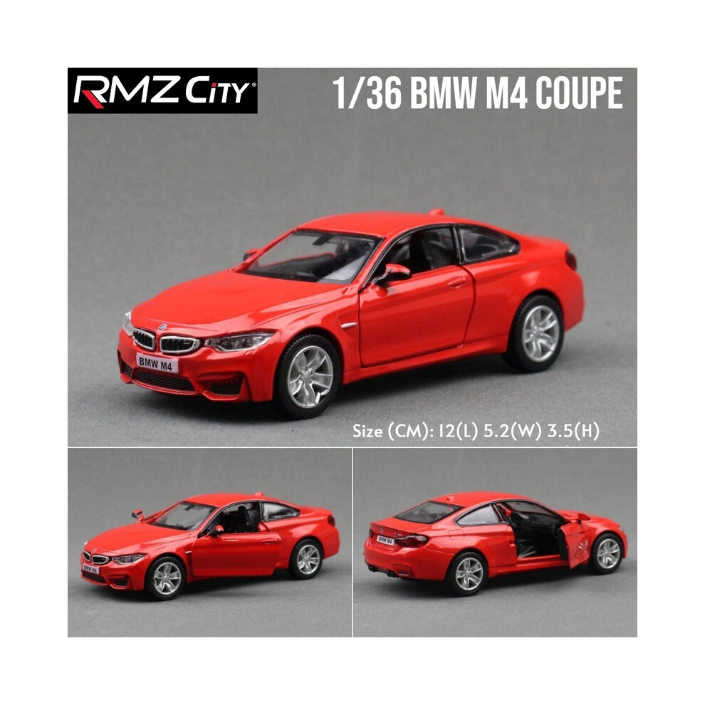 (BMW M4 Rouge) 1/36 BMW M2 M3 M4 M5 Jouet Modèle De Voiture Pour Enfants RMZ CiTY Moulé Sous Pression