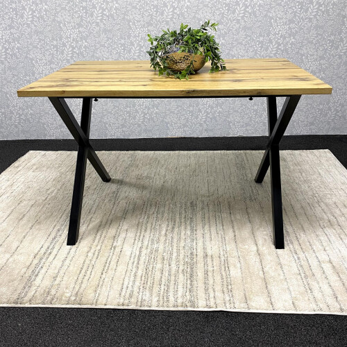 Wooden Dining Table With Metal Legs for Dining, Work, or Study 2