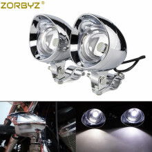 1 Set Motorcycle Chrome LED Bullet Passing Spot Fog Light With Roll Cage Guard Bar Tube Mount Bracket Clamp