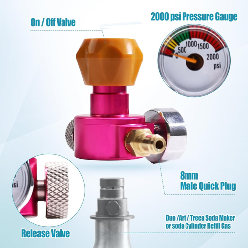 CO2 Quick Adapter Soda Exchange Carbonator s manometrom pre stroj Co2 Cylinder Adapter Connect 2