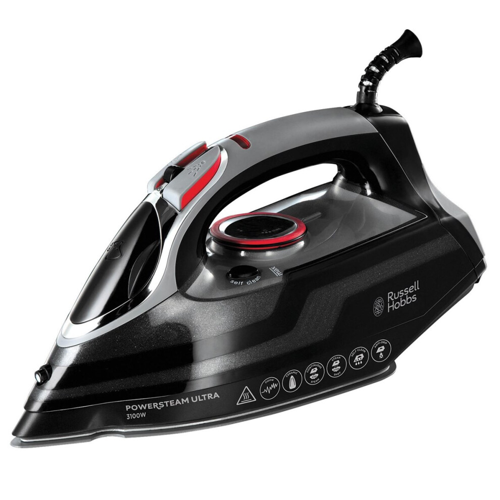 Russell Hobbs 20630-56 Iron Dry & Steam Iron Ceramic Soleplate 3100 W Black, Grey