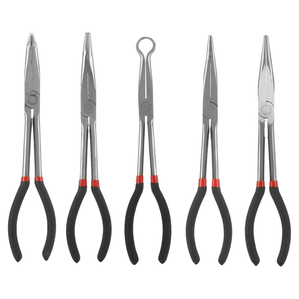 Long Needle Nose Pliers Set, 5 In1 11 Inch Spark Plug Wire Removal Tool - Bent 90 45 25 Degree