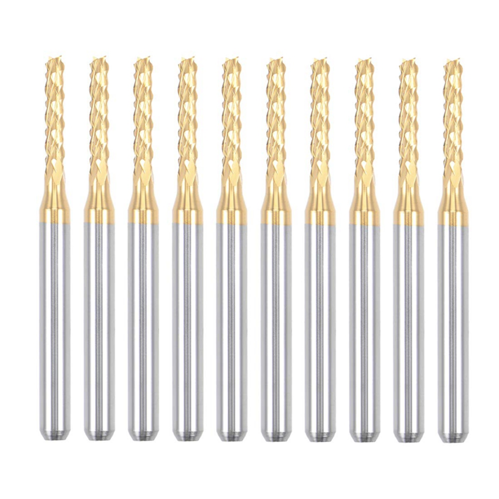 Photos - Diamond Core Bit / Milling Cutter 10PCS Titanium Coat Carbide End Mill Engraving Milling Cutter CNC Router Bits for PCB Machine, 1/8 Inch Shank 2Mm
