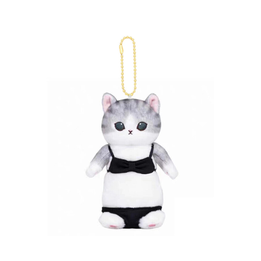 (Chat requin noir) jouet en peluche chat requin bikini rouge doux et câlin 14 cm avec matériau en peluche