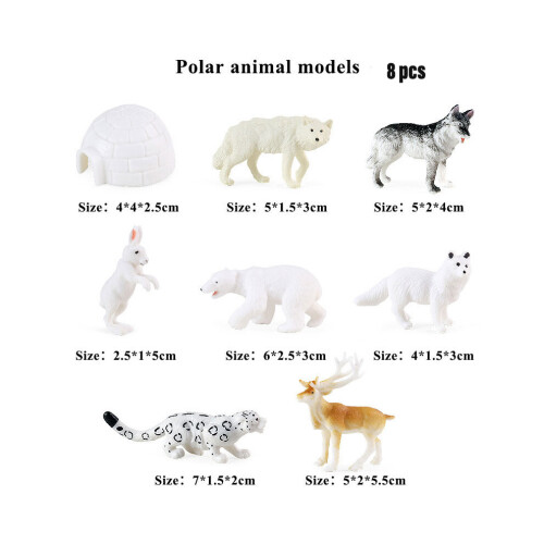 (Σετ Β) Polar Mini Animals Figurines Realistic Penguin Model Learning Educational Games