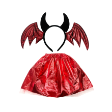 (Punainen) Halloween Daemon Horn Bat Päähine Päähineet Kilt Cosplay Juhlalahjat Rekvisiitta Tytöt