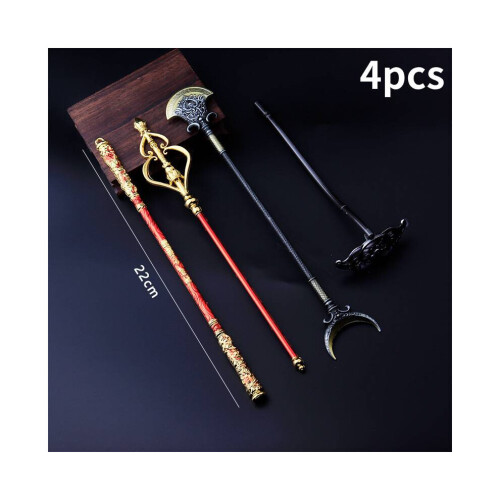 (22cm 4τμχ) Μαύρος Μύθος Wukong Monkey King Bar Alloy Weapon Παιχνίδι Διακόσμη