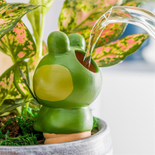 4Pcs Cartoon Frog Automatic Clay Watering Stakes Plant Dripper Device Terracotta Potted for Indoor Outdoor Garden Yard