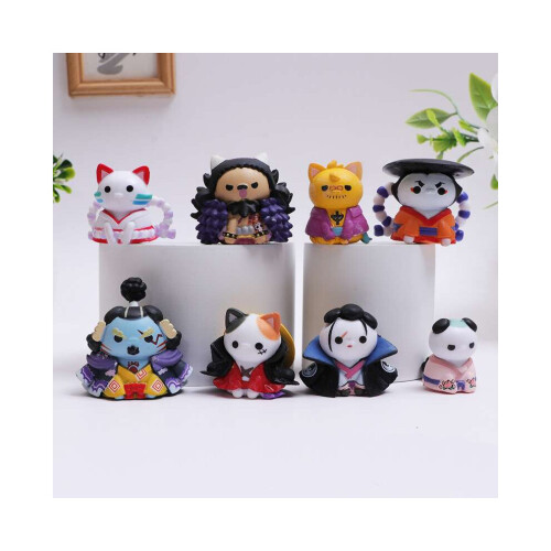 (8τμχ C) Mini One Piece Cat Cartoon Κούκλα Διακόσμηση Αυτοκινήτου Πλαστι