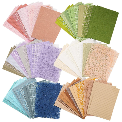 90 Sheets Scrapbook Paper and Decorative Mesh Fabric Assorted Set - 6 Pack Mixed Special for Scrapbooking,B 1