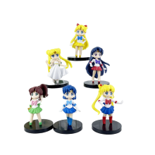(6 pezzi) Sailor Moon Anime Tsukino Usagi Action Figure Modelli Casa Bambini Decorazione Regali
