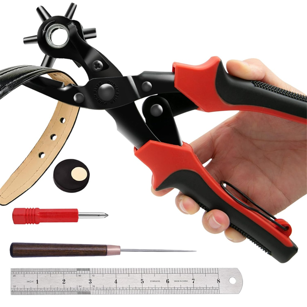 Leather Hole Punch Set, Super Heavy Duty Rotary Puncher, Precision Multi Sizes For Belts, Crafts Holes A 4852257121061