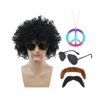 (Black Fan Hair Color12) Μοναδικό σετ μαύρης πανκ περούκας για Hallo