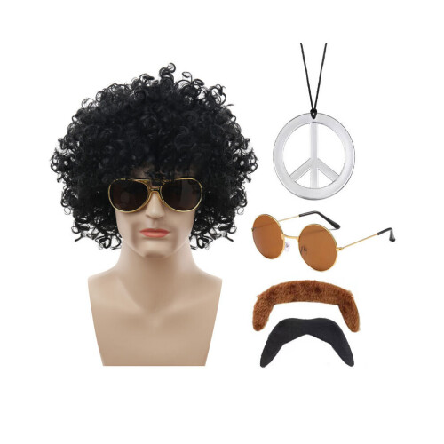 (Brown Fan Hair Silver) Μοναδικό σετ μαύρης πανκ περούκας για το Hallo
