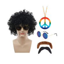 (Black Fan Hair Color2) Μοναδικό σετ μαύρης πανκ περούκας για το Hallo