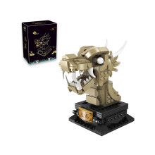 (StyleE) Toy Diy Interactive Heng San He 32002 Κινέζικο Zodiac Animal Head Blocks Building Copper