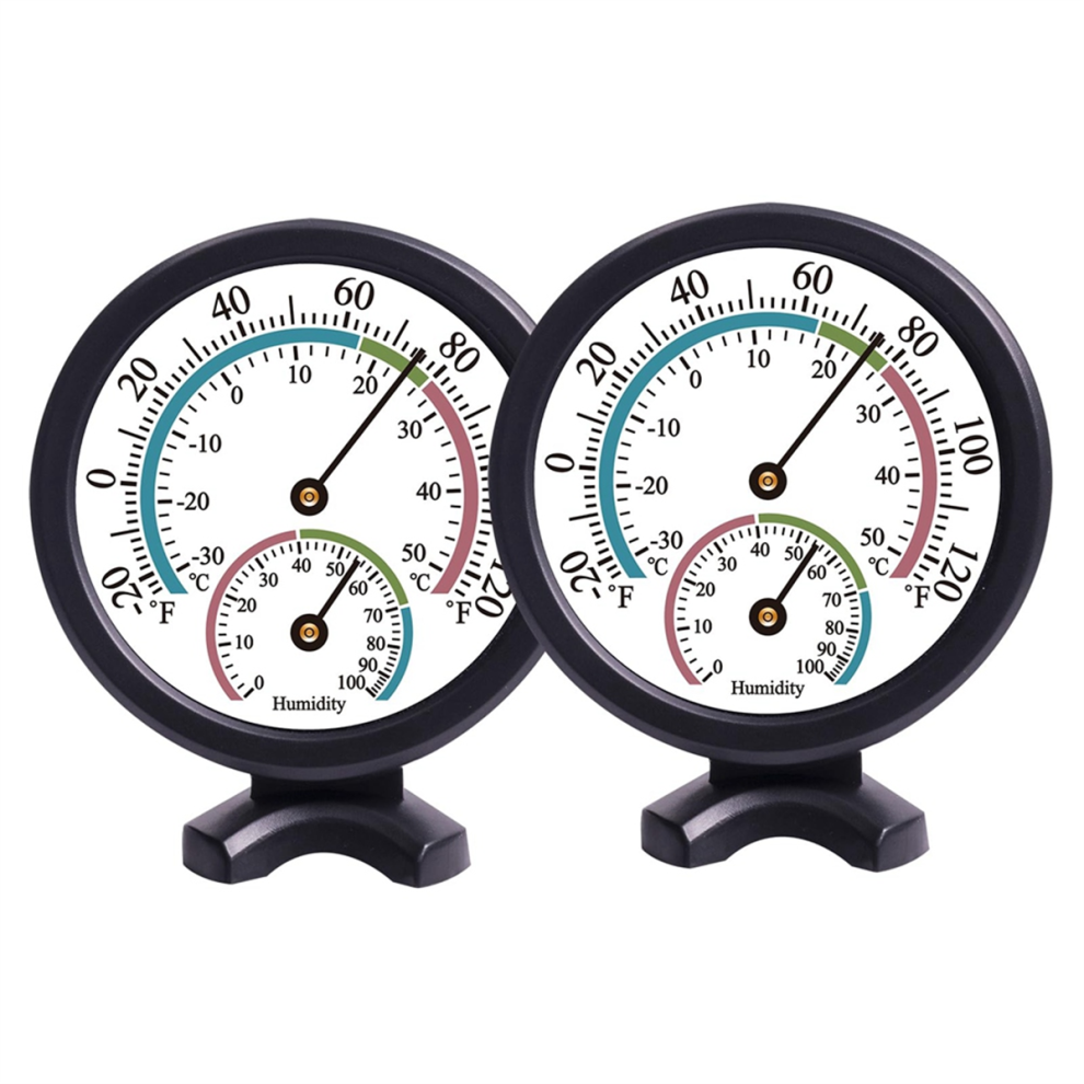 Typecat 2Pcs Mini Indoor Thermometer Hygrometer 2 In 1 Temperature Humidity Outdoor Monitor Gauge For Wall, Black